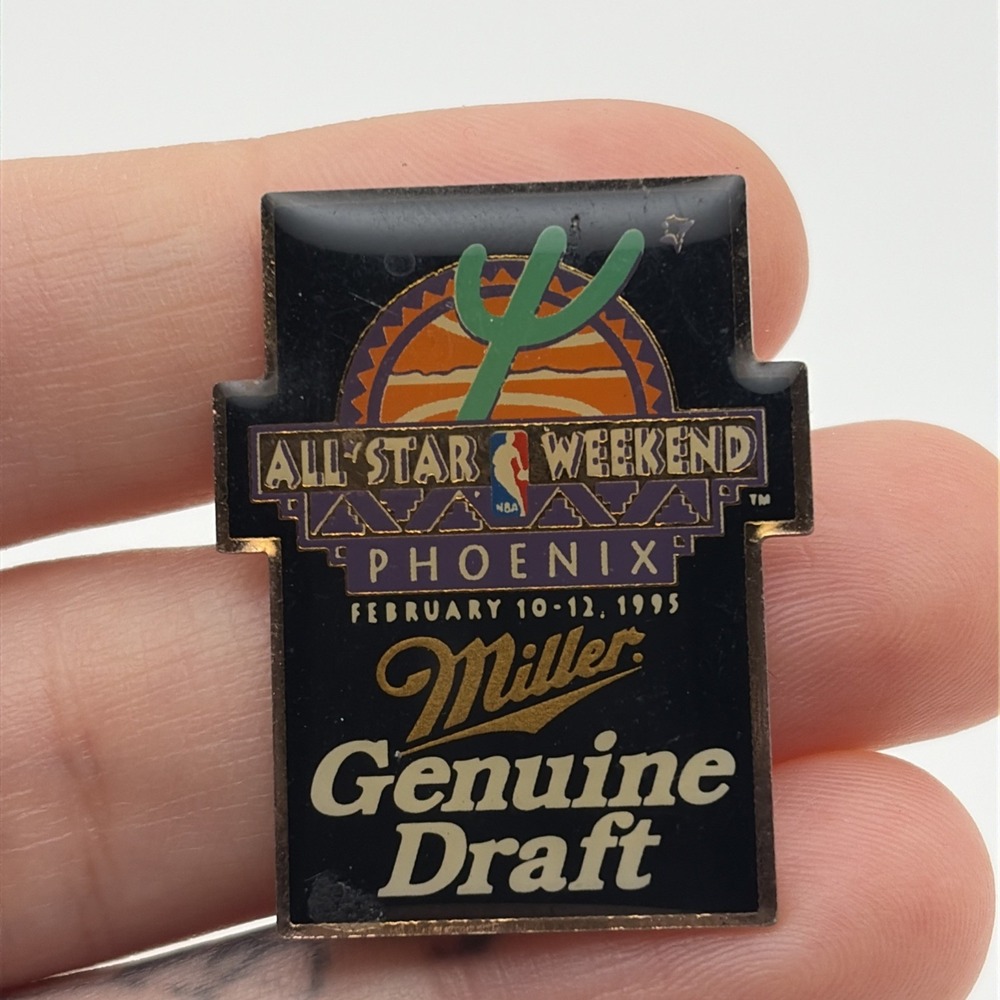 1995 All Star Weekend Phoenix AZ Miller Beer NBA Basketball Lapel Hat Pin